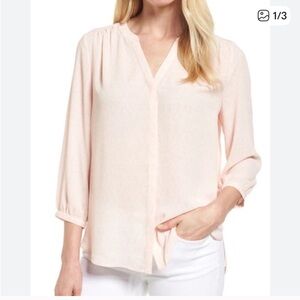 NYDJ Light Pink Feminine V Neck Blouse size XS